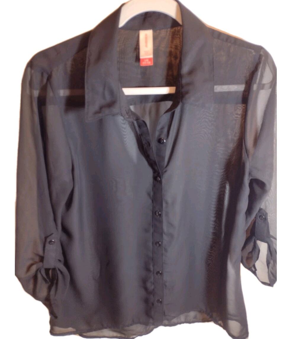 Black Button Blouse Junior Lg 11/13 Romantic Goth whimsigoth No Boundaries
